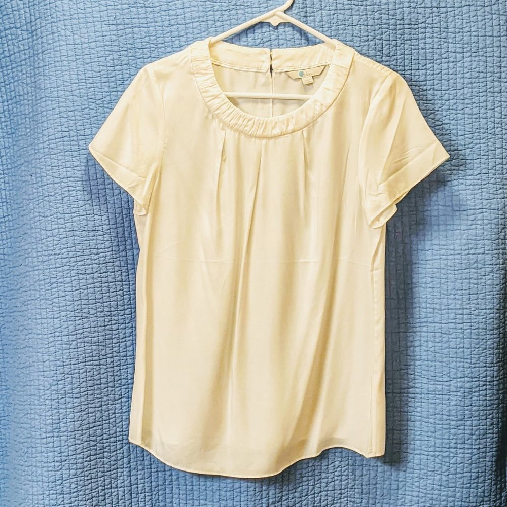 Boden Cream Silky Short Sleeved Top